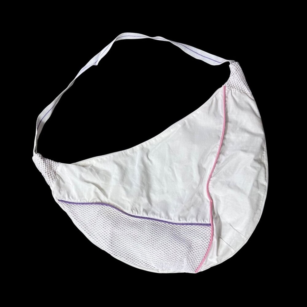 Vintage Purse Shoulder Bag White Pink Purple 1980s Taiwan Retro Hobo Summer